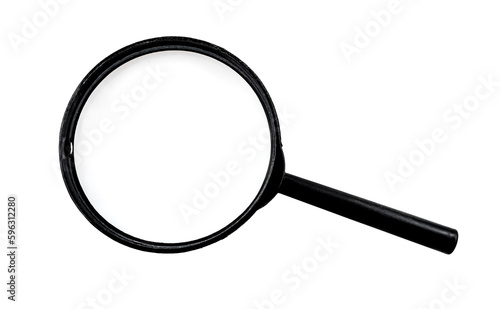 Magnifier. Magnifying glass with scratches and dust on the surface on a white background