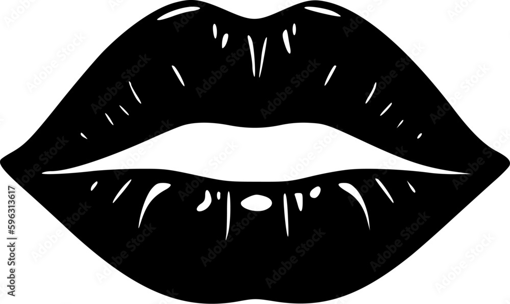 Obraz premium Lips | Black and White Vector illustration