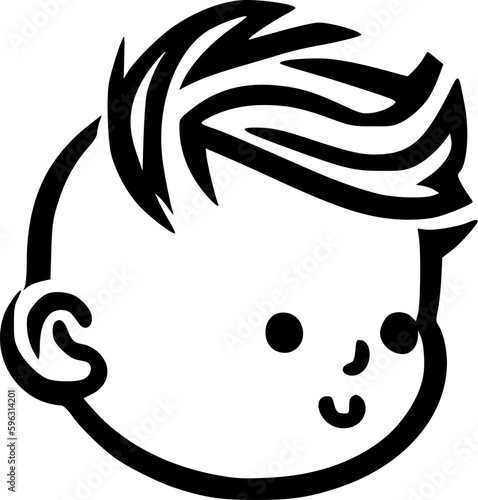 Baby Boy | Black and White Vector illustration