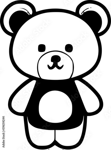 Teddy Bear | Black and White Vector illustration