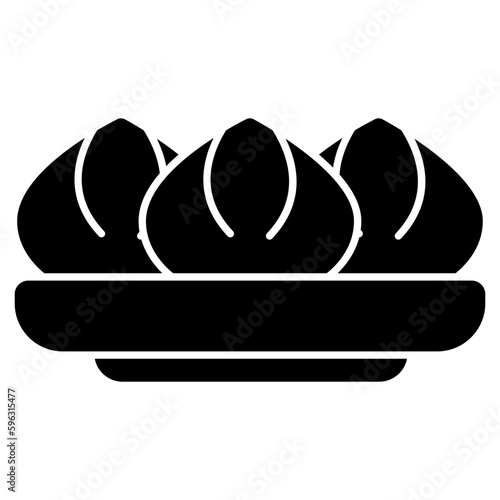 A flat design icon of dumpling