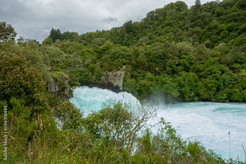 Huka Falls, a set of waterfalls on the Waikato River, which drains Lake Taupo in the North Island of New Zealand
