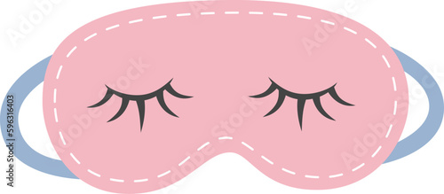 Cute eye mask with lashes. Sleep or home accessories theme. Vector illustration in flat style isolated on white background. 