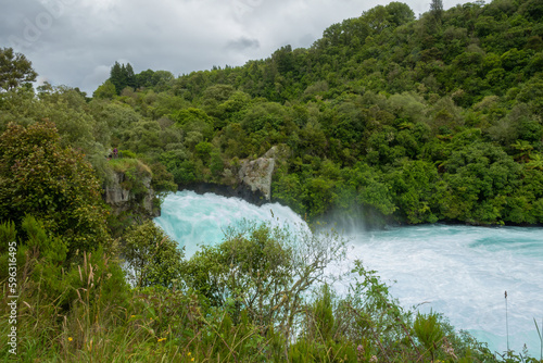 Huka Falls, a set of waterfalls on the Waikato River, which drains Lake Taupo in the North Island of New Zealand © Luis