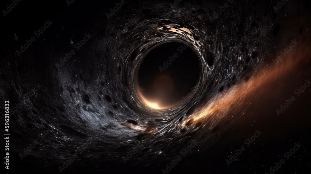 A space landscape with a black hole, a black hole that swallows everything in its path, generative AI. A space landscape with a black hole, a black hole that swallows everything in its path, generative AI.