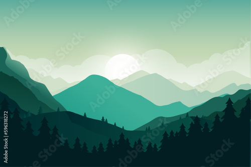 Green mountains gradient landscape © AinStory