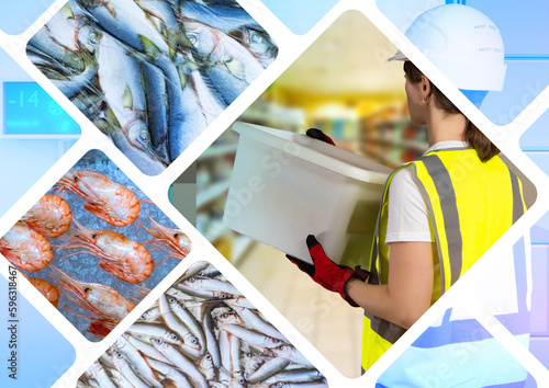 Fish production. Woman with...