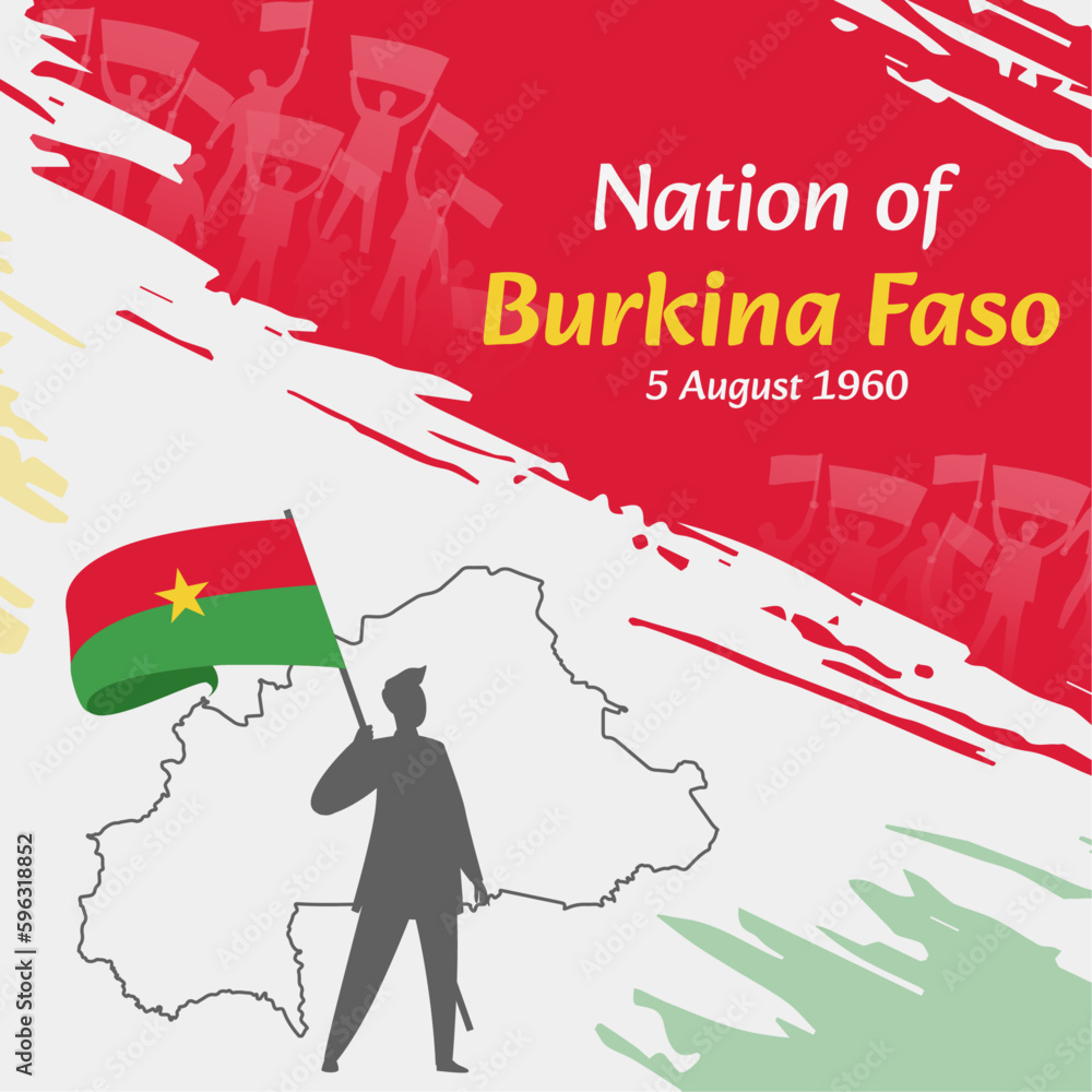 Vecteur Stock Burkina Faso Independence Day Post Design. August