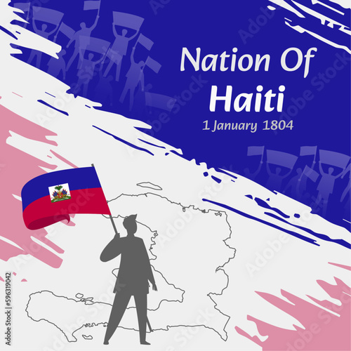 Haiti Independence Day Post Design. January 1st, the day when Haitians made this nation free. Suitable for national days. Perfect concepts for social media posts, greeting cards, covers, banners.
