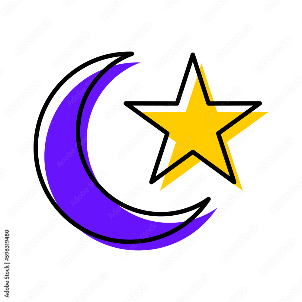 moon and star islamic icon button vector illustration moon and star islamic icon button vector illustration