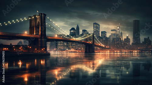 Brooklyn bridge. Breathtaking travel destination place. Generative AI