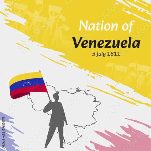 Venezuela Independence Day Post Design. July 5th, the day when Venezuelans made this nation free. Suitable for national days. Perfect concepts for social media posts, greeting card, cover, banner.