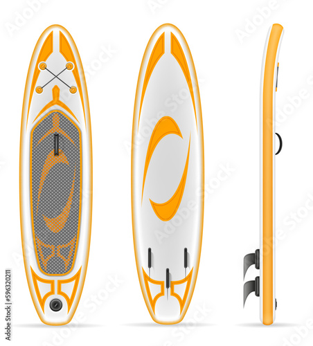 inflatable sup board for outdoor activities and water sports vector illustration