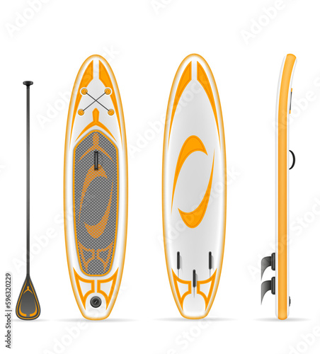 inflatable sup board for outdoor activities and water sports vector illustration