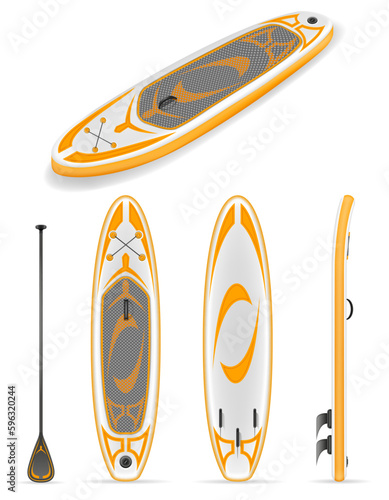 inflatable sup board for outdoor activities and water sports vector illustration