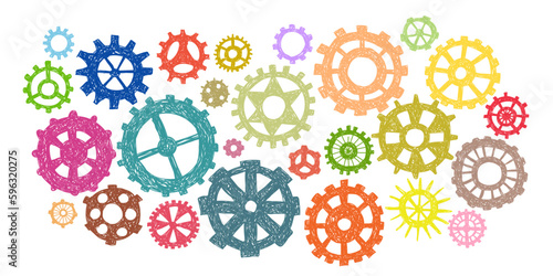 Children's drawing. Set with cogs