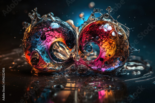 Fotografie, Obraz Abstract colourful glass liquid orbs with colourful liquid inside