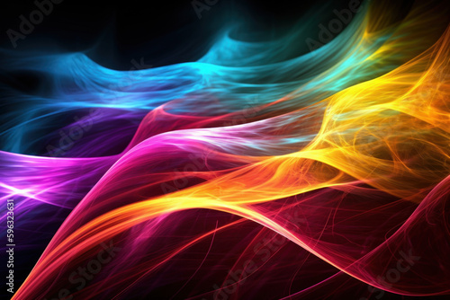 Rainbow coloured energy background. Generative Ai.