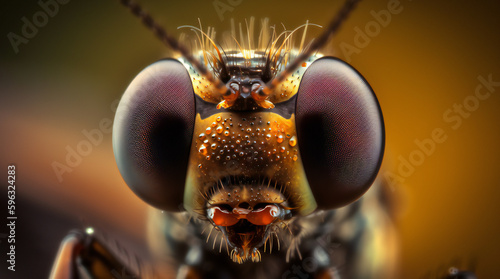Macro lens on a mosquito. Generative AI. © kilimanjaro 