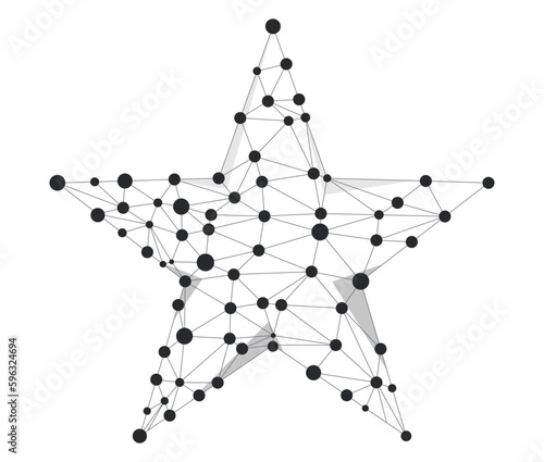 Star low poly wireframe vector sign. Digital technology black and white polygon . Dot and line abstract triangle monohrome futuristic christmas design element.