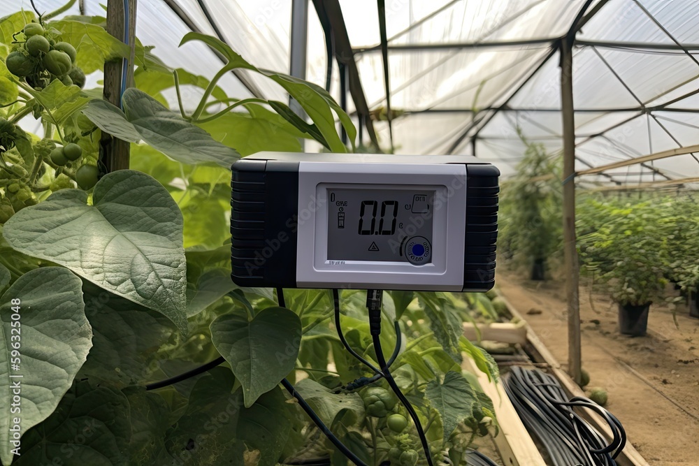 iot sensor, measuring temperature and humidity in greenhouse, created ...