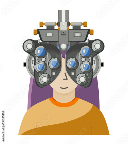 Medical equipment, Phoropter or refractor is an ophthalmic testing device diagnosis of ophthalmology by a specialist ophthalmologist in the ENT department in the hospital