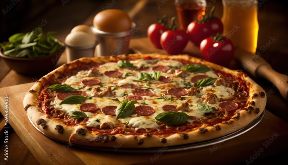 Pizza close up. Delicious Italian food. Generative AI