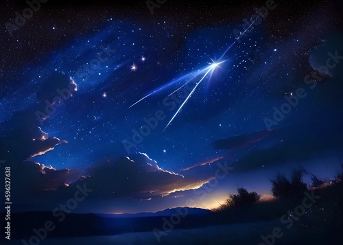 Eine Sternschnuppe am Nachthimmel, Generative AI