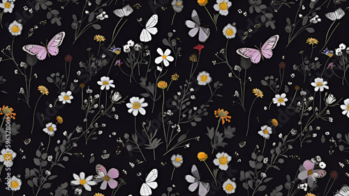 Butterfly and Flower Wallpaper Background | Generative AI