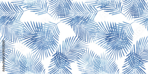Watercolor palm leaves seamless vector pattern. Exotic leaves background, textured jungle print © Good Goods
