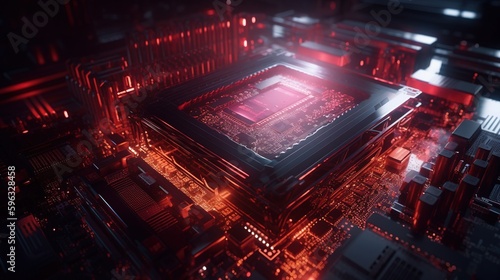 3d rendering of abstract technology concept background. Futuristic circuit board.Generative Ai