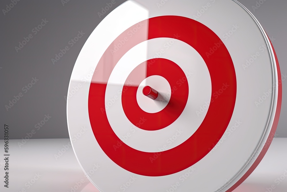 Red and white target illustration, business and marketing concept, white background. Generative AI