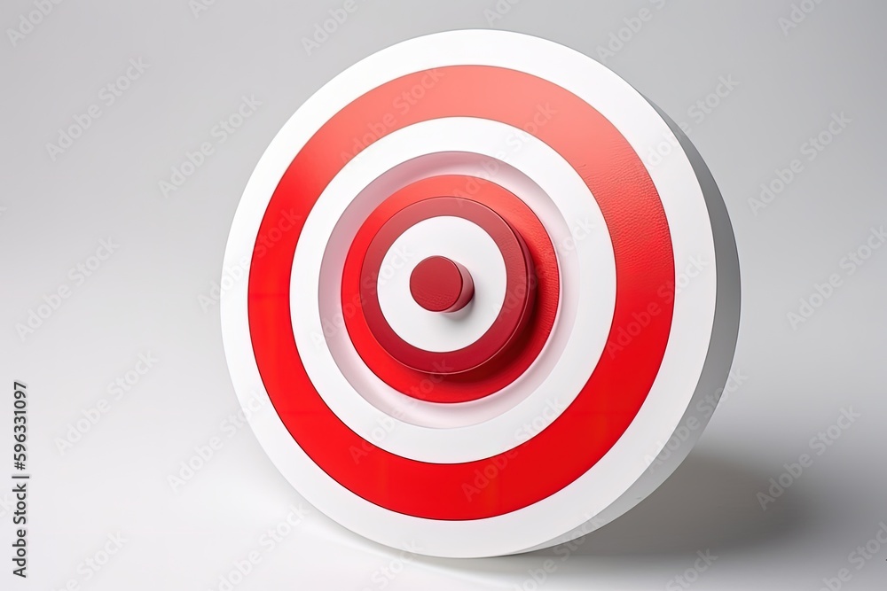 Red and white target illustration, business and marketing concept, white background. Generative AI