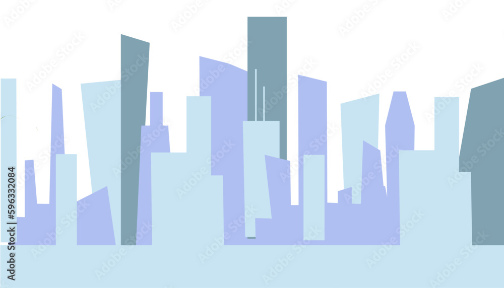 horizontal isolated design element with skyscrapers. business center in flat style vector. simple geometric shapes. wallpapers with tall buildings. Office buildings of a big city. 