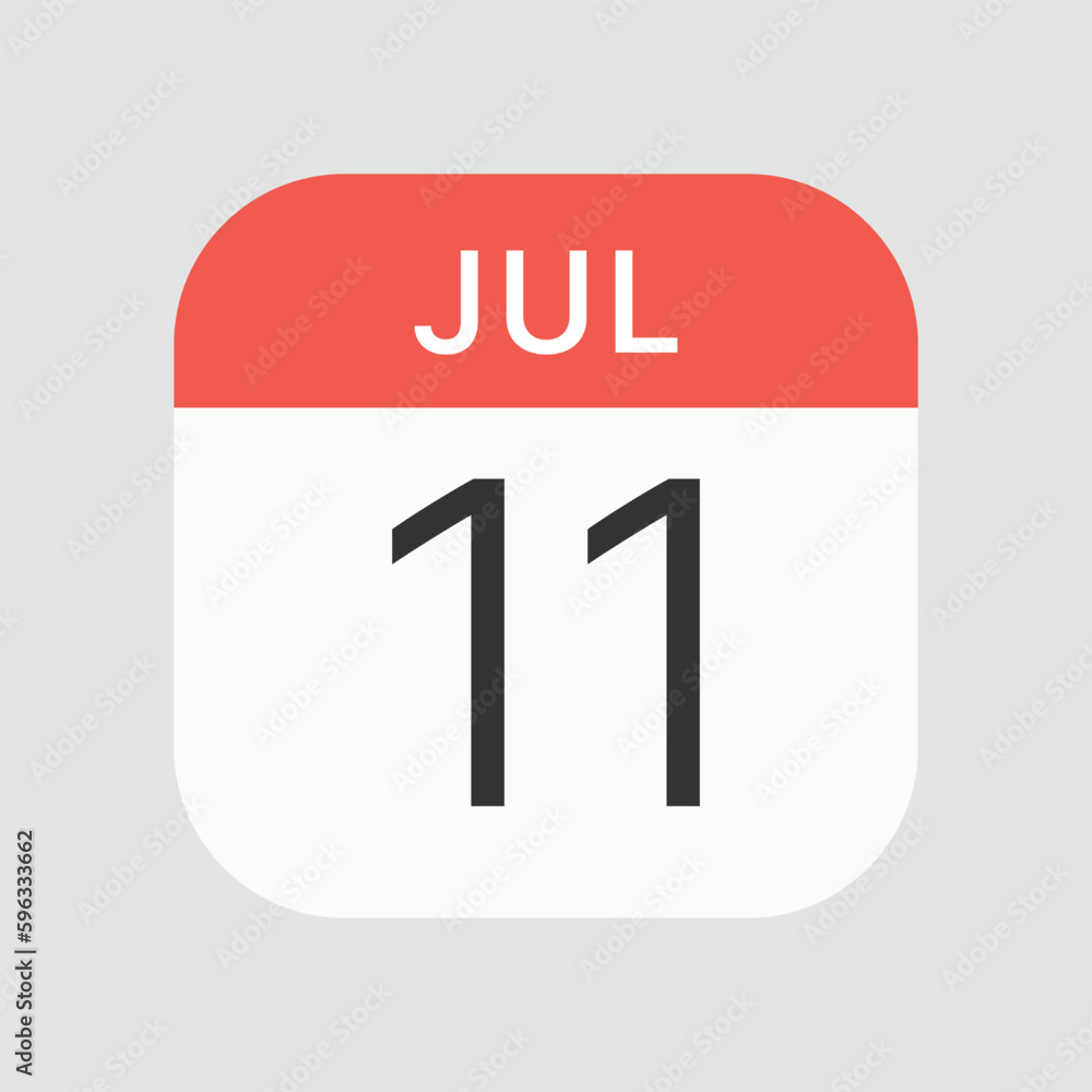 July 11 icon isolated on background. Calendar symbol modern, simple, vector, icon for website design, mobile app, ui. Vector Illustration July 11 icon isolated on background. Calendar symbol modern, simple, vector, icon for website design, mobile app, ui. Vector Illustration