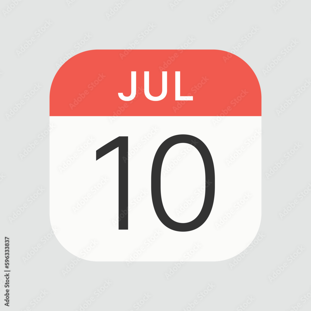 July 10 icon isolated on background. Calendar symbol modern, simple, vector, icon for website design, mobile app, ui. Vector Illustration July 10 icon isolated on background. Calendar symbol modern, simple, vector, icon for website design, mobile app, ui. Vector Illustration