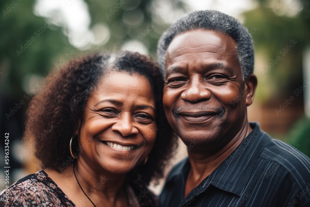 Portrait of a black mature couple, blurry background Portrait of a black mature couple, blurry background