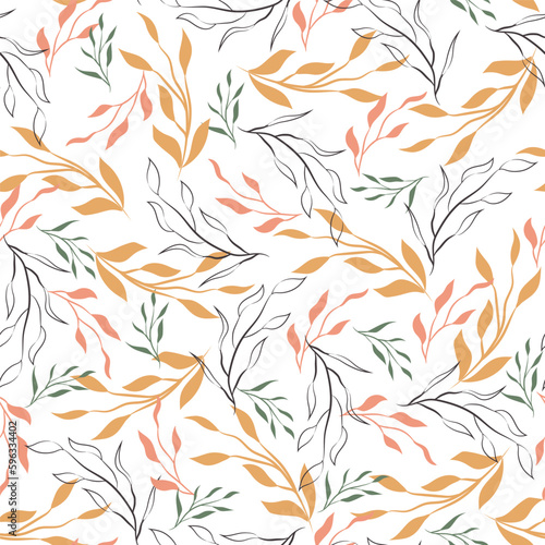 Seamless pattern with abstract leaf on a white background