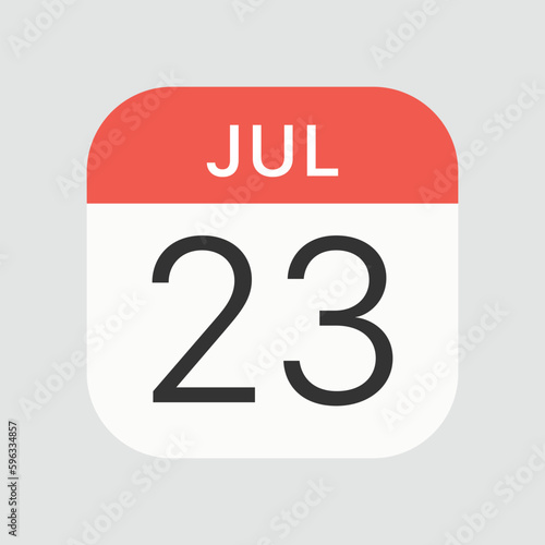 July 23 icon isolated on background. Calendar symbol modern, simple, vector, icon for website design, mobile app, ui. Vector Illustration