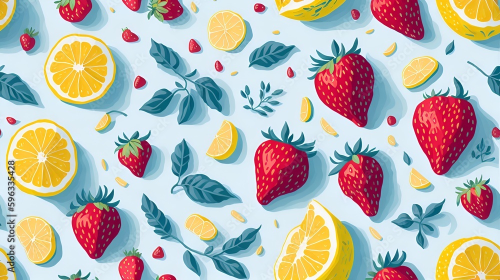 seamless pattern with lemon and strawberry seamless pattern with lemon and strawberry