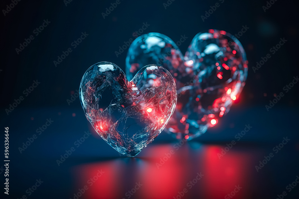 Shiny hearts with bokeh lights on background. Flyers, invitation, posters, brochure, banners