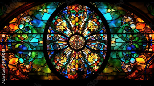 abstract background in the form of a stained glass window, generated by AI. 