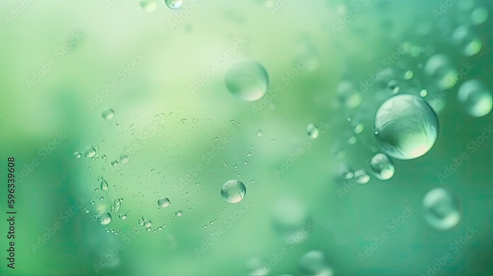 abstract blur and lovely soft light green background with bubbles, beautiful green watercolor background. generative ai