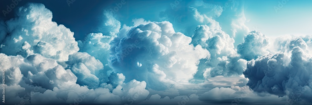 Fotografie abstract cloudy light blue background with various natural clouds and smoke