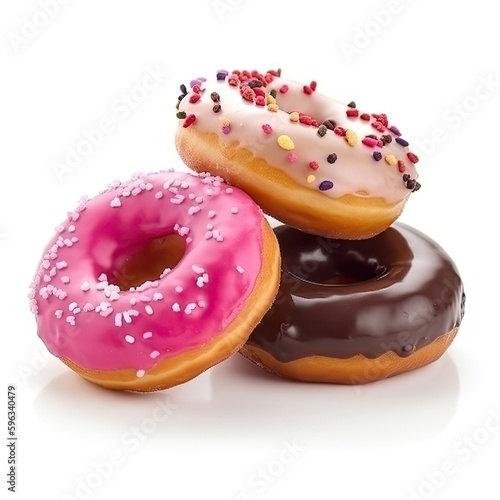 Donuts isolated on white background, generative ai