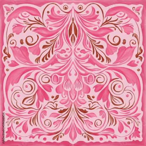 print design for handkerchief in pink