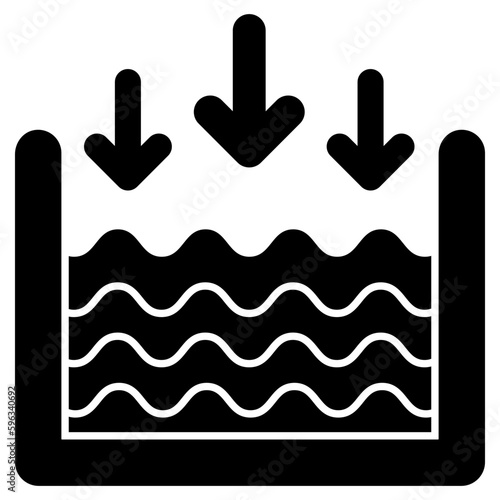 A unique design icon of water level down