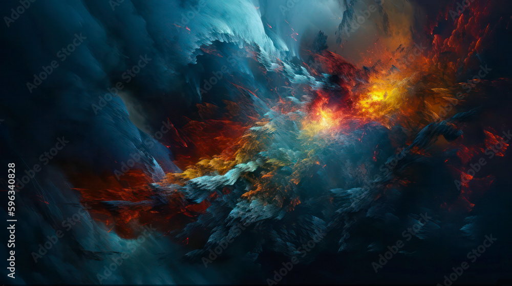 the whole natural universe with stellar nebulae, seas and stars, galaxies, planets and a cumulonimbus storm. Abstract background.Generative AI