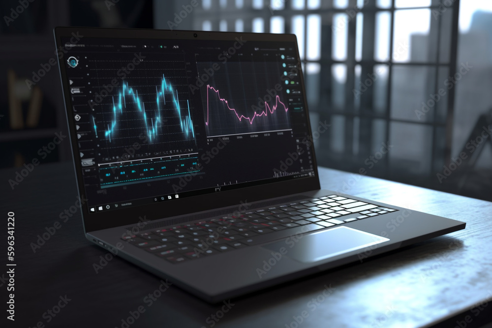 Laptop with a data analytics dashboard, Generative AI
Laptop with a data analytics dashboard, Generative AI
