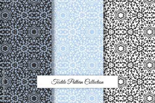 Vector pattern black and white set of textile patterns, Vector seamless pattern set of textile patterns, geometric pattern set Vector